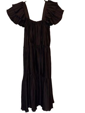 Black Ruffle-Sleeve Maxi Dress